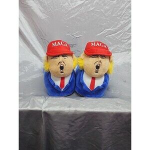 NWOT Trump MAGA Style Plush Slippers House Shoes XL
